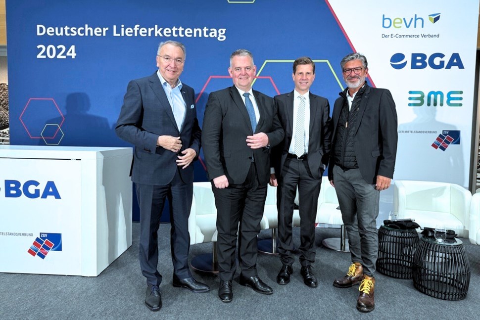 E.Schwarzer, F.Bermbach, Dr. H.Bergmann, F.Schuffelen auf dem Deutschen Lieferkettentag 2024 in Berlin